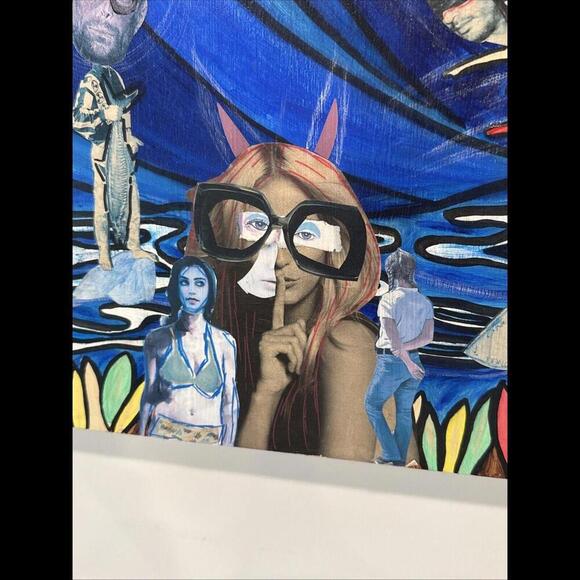 Bruce Reynolds Collage Original Art 2007 The Spot 20” X 20” - Picture 10 of 12